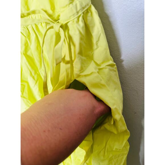 JASON WU Collective Yellow Cotton V-Neck Drawstring Waist Midi Dress size 14 - Picture 7 of 16